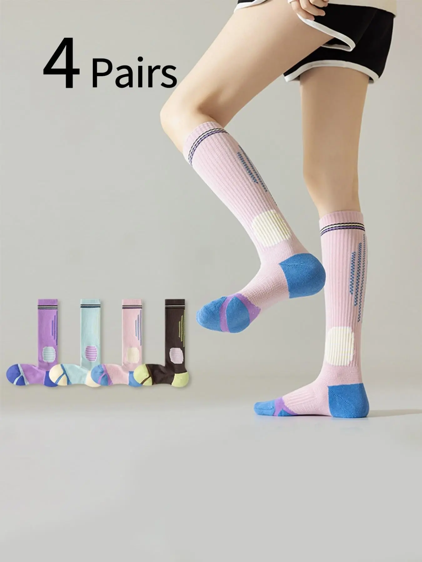 4쌍 여성용 스포티 압축 양말, 스포츠 런닝 양말, 운 - Sports Socks 리뷰 및 가격